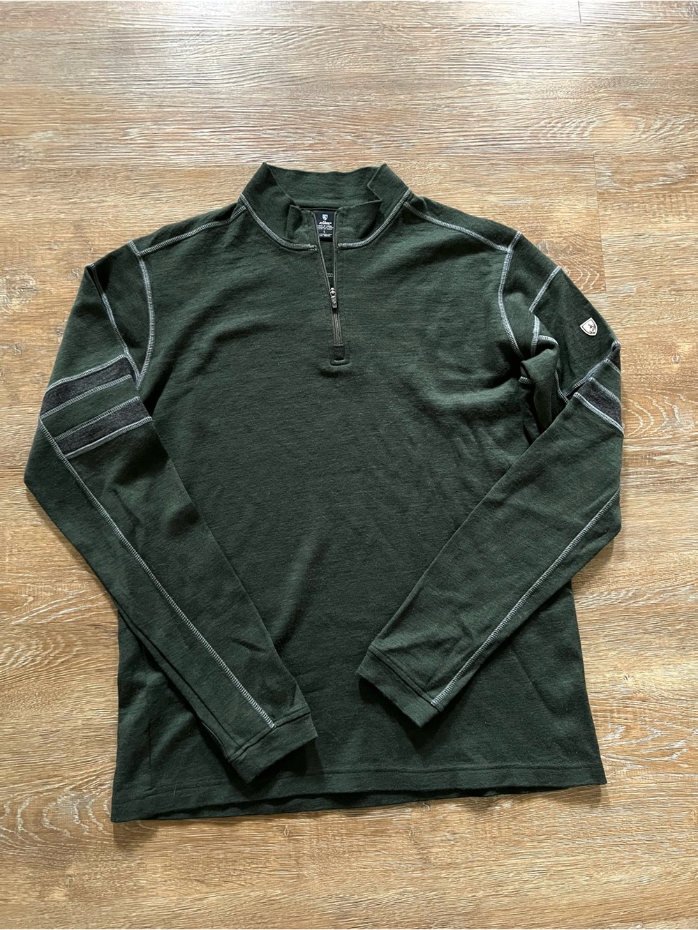 KÜHL 100% Merino Wool Quarter Zip Base Layer | Forest Green | Large - Picture 8 of 15